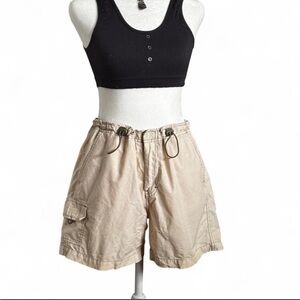 Vintage Union Bay Cream Cargo Shorts With Adjustable Waist